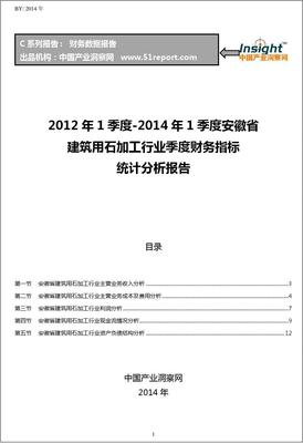 2012-2014年1季度安徽省建筑用石加工行业财务指标分析季报